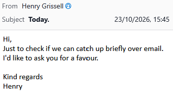Scam email screenshot